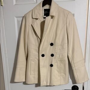 Guess Cream Double-Breasted Pea Coat